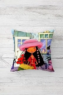 Pelangi Alışverişte Şapkalı Kız Çift Taraflı Gizli Fermuarlı Yastık Kılıfı Kırlent Koltuk Yastık Kılıfı, Siyah-Kırmızı-Pembe 45 X 45, 2469121945451 ürün görseli 1