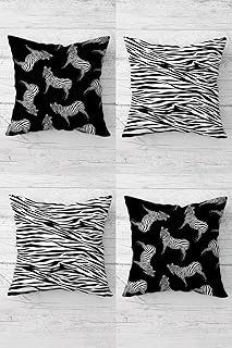 Pelangi Zebra Zebra Çizgili Kombin Gizli Fermuarlı Kırlent Kılıfı Koltuk Yastık Kılıfı Takım(4Adet), Siyah 45 X 45 ürün görseli 1