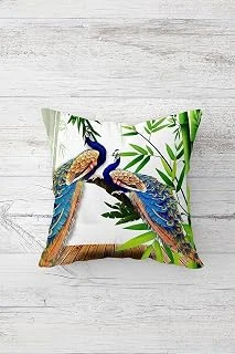 Pelangi Daldaki Tavuskuşu Çift Tarafı Baskılı Gizli Fermuarlı Yastık Kılıfı Kırlent Koltuk Yastık Kılıfı, Beyaz-Mavi-Yeşil 45 X 45 ürün görseli 1