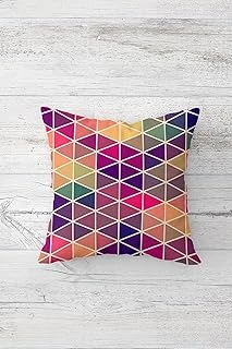 Pelangi Renkli Geometrik Desen Çift Tarafı Baskılı Gizli Fermuarlı Yastık Kılıf Kırlent Koltuk Yastık Kılıfı, Pembe-Mor-Lacivert 45 X 45, 24691290845451 ürün görseli 1