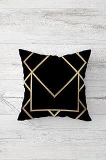 Pelangi Gold Geometrik Çizgili Çift Tarafı Baskılı Gizli Fermuarlı Yastık Kılıf Kırlent Koltuk Yastık Kılıfı, Siyah-Sarı 45 X 45 ürün görseli 1