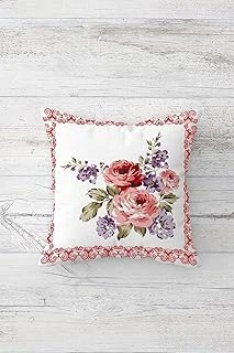 Pelangi Renkli Gül Desenli Çift Tarafı Baskılı Gizli Fermuarlı Yastık Kılıfı Kırlent Koltuk Yastık Kılıfı, Nar Çiçeği-Mor 45 X 45 ürün görseli 1