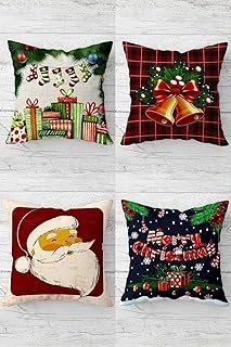 Pelangi Noel Baba Yılbaşı Hediye Çorabı Tema Gizli Fermuarlı Kırlent Kılıfı Yastık Kılıfı Takım(4Adet), Kırmızı-Yeşil-Gold 43 X 43 ürün görseli 1