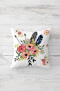 Pelangi Kuş Tüylü Çiçekli Çift Tarafı Baskılı Gizli Fermuarlı Yastık Kılıfı Kırlent Koltuk Yastık Kılıfı, Beyaz-Pembe-Siyah 45 X 45, 24691115645451 ürün görseli 1