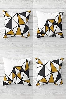 Pelangi Geometrik Üçgen Bloklar Gizli Fermuarlı Kırlent Kılıfı Koltuk Yastık Kılıfı Takım(4Adet), Gold-Gri-Beyaz 43 X 43 ürün görseli 1