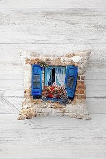 Pelangi Çiçekli Pencere Çift Tarafı Baskılı Gizli Fermuarlı Yastık Kılıfı Kırlent Koltuk Yastık Kılıfı, 45 X 45 ürün görseli 1