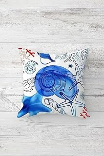 Pelangi Deniz Kabukları Çift Tarafı Baskılı Gizli Fermuarlı Yastık Kılıfı Kırlent Koltuk Yastık Kılıfı, Beyaz-Mavi 45 X 45, 24691137345451 ürün görseli 1