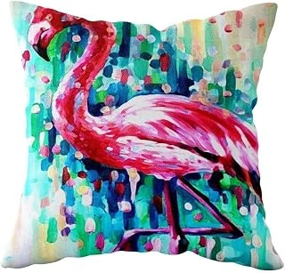 Pelangi Filamingo Desen Çift Taraflı Gizli Fermuarlı Yastık Kılıfı Kırlent Koltuk Yastık Kılıfı, Pembe-Turkuaz-Sarı 43 X 43 ürün görseli 1