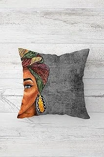 Pelangi Afrikalı Siyahi Kadın Etnik Çift Tarafı Baskılı Gizli Fermuarlı Kırlent Koltuk Yastık Kılıfı, Gri-Siyah 45 X 45 ürün görseli 1