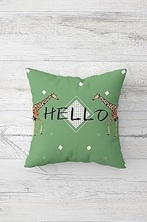 Pelangi Hello Yazılı Zürafalı Çift Tarafı Baskılı Gizli Fermuarlı Yastık Kılıfı Kırlent Koltuk Yastık Kılıfı, Yeşil 45 X 45 ürün görseli 1