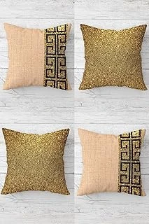 Pelangi Gold Payetli Düz Kombin Gizli Fermuarlı Kırlent Kılıfı Koltuk Yastık Kılıfı Takım(4Adet), Gold-Yavruağzı 45 X 45 ürün görseli 1