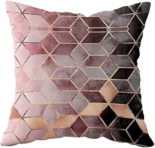 Pelangi Mozaik Desenli Çift Taraflı Gizli Fermuarlı Yastık Kılıfı Kırlent Koltuk Yastık Kılıfı, Gri-Pembe-Gold 43 X 43 ürün görseli 1