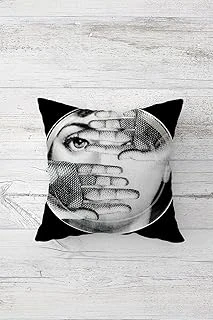 Pelangi Fornasetti Çift Tarafı Baskılı Gizli Fermuarlı Yastık Kılıfı Kırlent Koltuk Yastık Kılıfı, Füme-Gri 45 X 45 ürün görseli 1