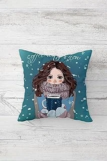 Pelangi Kış Ayında Kahve I?Çen Kız Çift Tarafı Baskılı Gizli Fermuarlı Yastık Kılıfı Kırlent Yastık Kılıfı, 45 X 45, 2469152645451 ürün görseli 1