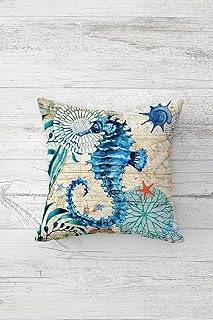 Pelangi Deniz Atlı Çift Tarafı Baskılı Gizli Fermuarlı Yastık Kılıfı Kırlent Koltuk Yastık Kılıfı, Mavi-Beyaz 45 X 45, 24691137945451 ürün görseli 1