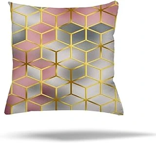 Pelangi Kuş Tüyü Yaprak Desen Etnik Gizli Fermuarlı Yastık Kılıfı Kırlent Kılıfı Koltuk Yastık Kılıfı, Pembe-Gold 45 X 45 ürün görseli 1