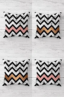 Pelangi Geometrik Zigzag Desenli Gizli Fermuarlı Kırlent Kılıfı Koltuk Yastık Kılıfı Takım(4Adet), Pembe-Rose 45 X 45 ürün görseli 1