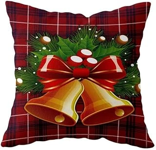 Pelangi Merry Christmas Yılbaşı Çanı Tema Çift Taraflı Gizli Fermuar Kırlent Koltuk Yastık Kılıfı, Bordo-Lacivert 43 X 43 ürün görseli 1