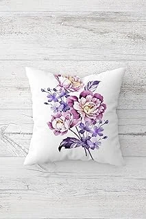 Pelangi Lila Çiçekli Güllü Çift Tarafı Baskılı Gizli Fermuarlı Yastık Kılıfı Kırlent Koltuk Yastık Kılıfı, Lila-Mavi 45 X 45, 24691102945451 ürün görseli 1