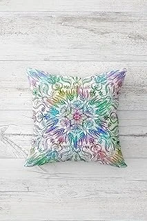 Pelangi Etnik Mandala Desenli Çift Tarafı Baskılı Gizli Fermuarlı Yastık Kılıfı Kırlent Koltuk Yastık Kılıfı, Beyaz-Mavi-Yeşil 45 X 45 ürün görseli 1