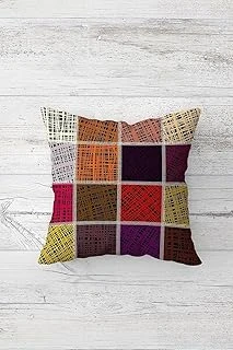 Pelangi Patchwork Desenli Çift Tarafı Baskılı Gizli Fermuarlı Yastık Kılıfı Kırlent Koltuk Yastık Kılıfı, Beyaz-Mor-Turuncu 45 X 45, 24691185945451 ürün görseli 1