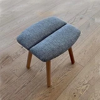 Ahşap Ayaklı Ceviz Badem Puf Tabure – Şık Rahat Tekli Tabure Oturak Gri ürün görseli 1