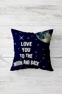 Pelangi Love You To The Moon And Back Çift Tarafı Baskı Gizli Fermuarlı Yastık Kılıfı Kırlent Yastık Kılıfı, Koyu Lacivert-Beyaz 45 X 45 ürün görseli 1