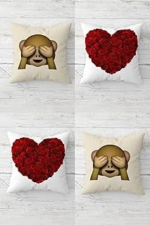 Pelangi Gözü Kapalı Maymun Emoji Güller Gizli Fermuarlı Kırlent Kılıfı Koltuk Yastık Kılıfı Takım(4Adet), Kırmızı-Kahverengi 45 X 45 ürün görseli 1