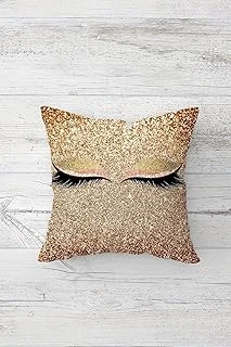 Pelangi Simli Kirpik Desenli Çift Tarafı Baskılı Gizli Fermuarlı Yastık Kılıfı Kırlent Koltuk Yastık Kılıfı, Bronz 45 X 45, 24691155745451 ürün görseli 1