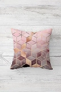 Pelangi Geometrik Bal Peteği Desenli Çift Taraflı Gizli Fermuarlı Yastık Kılıfı Kırlent Koltuk Yastık Kılıfı, Pudra-Gold 45 X 45 ürün görseli 1