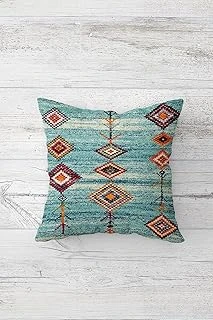 Pelangi Etnik Kilim Desenli Çift Tarafı Baskılı Gizli Fermuarlı Yastık Kılıfı Kırlent Koltuk Yastık Kılıfı, Turkuaz 45 X 45 ürün görseli 1