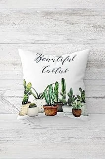 Pelangi Beautiful Cactus Yazılı Çift Taraflı Gizli Fermuarlı Yastık Kılıfı Kırlent Koltuk Yastık Kılıfı, Beyaz-Lacivert-Mor 45 X 45 ürün görseli 1