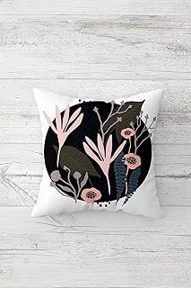 Pelangi Çiçek Desenli Dekoratif Çift Tarafı Baskılı Gizli Fermuarlı Yastık Kılıfı Kırlent Yastık Kılıfı, Krem-Pembe-Lacivert 45 X 45 ürün görseli 1