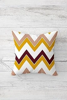 Pelangi Zigzag Desenli Çift Tarafı Baskılı Gizli Fermuarlı Yastık Kılıfı Kırlent Kılıfı Koltuk Yastık Kılıfı, Hardal-Beyaz 45 X 45 ürün görseli 1