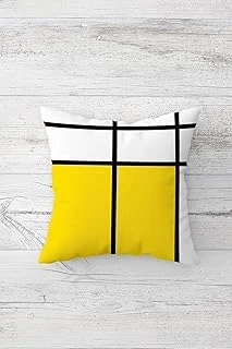 Pelangi Çizgili Geometrik Geçişli Çift Tarafı Baskılı Gizli Fermuar Yastık Kırlent Koltuk Yastık Kılıfı, Sarı-Beyaz 45 X 45 ürün görseli 1