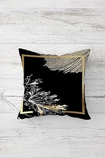 Pelangi Siyah Yapraklı Çift Tarafı Baskılı Gizli Fermuarlı Yastık Kılıfı Kırlent Koltuk Yastık Kılıfı, Gold-Siyah 45 X 45, 24691325445451 ürün görseli 1