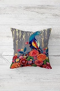 Pelangi Çiçekler Kuş Desenli Çift Tarafı Baskı Gizli Fermuarlı Yastık Kılıfı Kırlent Koltuk Yastık Kılıfı, Gri-Mavi-Nar Çiçeği 45 X 45, 24691144245451 ürün görseli 1