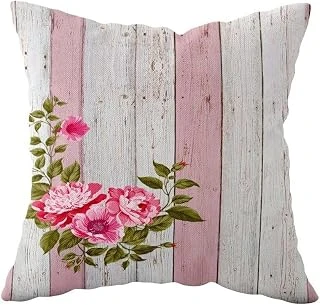 Pelangi Pembe Gül Desenli Çift Taraflı Gizli Fermuarlı Yastık Kılıfı Kırlent Koltuk Yastık Kılıfı, Pembe-Beyaz 43 X 43 ürün görseli 1