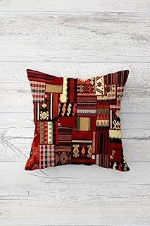 Pelangi Etnik Kilim Motifli Patchwork Çift Taraflı Gizli Fermuarlı Yastık Kılıf Kırlent Koltuk Yastık Kılıfı, Bordo 45 X 45 ürün görseli 1