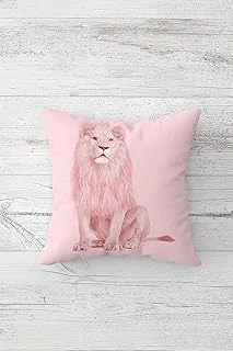 Pelangi Pembe Aslan Desenli Çift Tarafı Baskılı Gizli Fermuarlı Yastık Kılıfı Kırlent Koltuk Yastık Kılıfı, Pudra 45 X 45 ürün görseli 1