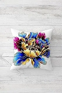 Pelangi Gold Çiçek Çift Tarafı Baskılı Gizli Fermuarlı Yastık Kılıfı Kırlent Koltuk Yastık Kılıfı, Saks Mavisi 45 X 45, 2469150445451 ürün görseli 1