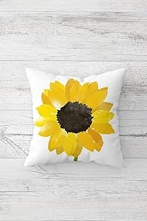 Pelangi Ayçiçeği Papatya Desen Çift Tarafı Baskı Gizli Fermuarlı Yastık Kılıfı Kırlent Koltuk Yastık Kılıfı, Sarı-Beyaz-Kahve 45 X 45 ürün görseli 1