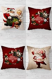 Pelangi Noel Baba Christmas Yılbaşı Gizli Fermuarlı Kırlent Kılıfı Koltuk Yastık Kılıfı Takım(4Adet), Kırmızı 45 X 45 ürün görseli 1