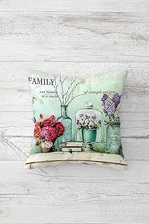 Pelangi Çiçek Buketli Çift Tarafı Baskılı Gizli Fermuarlı Yastık Kılıfı Kırlent Koltuk Yastık Kılıfı, Mor-Turkuaz 45 X 45, 2469103045451 ürün görseli 1