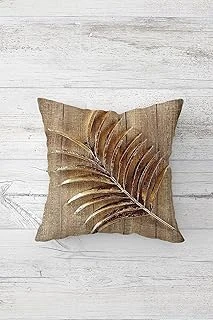Pelangi Gold Yaprak Ahşap Desen Çift Tarafı Baskılı Gizli Fermuar Yastık Kılıfı Kırlent Koltuk Yastık Kılıfı, Gold-Kahve 45 X 45 ürün görseli 1