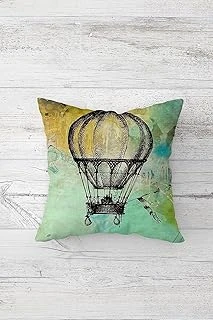 Pelangi Uçan Balon Desenli Çift Tarafı Baskılı Gizli Fermuarlı Yastık Kılıfı Kırlent Koltuk Yastık Kılıfı, Mint-Sarı-Siyah 45 X 45, 24691144845451 ürün görseli 1