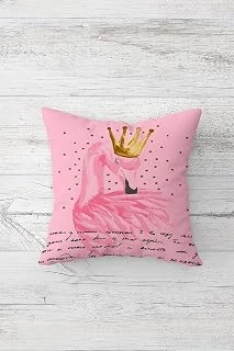 Pelangi Pembe Kraliçe Flamingo Çift Tarafı Baskılı Gizli Fermuarlı Yastık Kılıf Kırlent Koltuk Yastık Kılıfı, Pembe-Siyah-Gold 45 X 45 ürün görseli 1