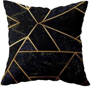 Pelangi Mermer Desenli Çift Taraflı Gizli Fermuarlı Yastık Kılıfı Kırlent Koltuk Yastık Kılıfı, Lacivert-Gold 43 X 43 ürün görseli 1