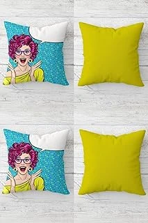 Pelangi Şaşıran Kadın Desenli Gizli Fermuarlı Kırlent Kılıfı Koltuk Yastık Kılıfı Takım(4Adet), - Yeşili 45 X 45 ürün görseli 1