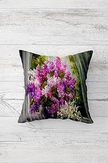 Pelangi Vazoda Sümbül Güllü Çift Tarafı Baskılı Gizli Fermuarlı Yastık Kılıfı Kırlent Koltuk Yastık Kılıfı, Mor-Gri-Fuşya 45 X 45, 24691102545451 ürün görseli 1
